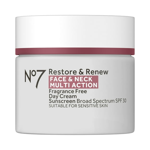 No7 Restore & Renew Face & Neck Multi Action Fragrance Free Day Cream with SPF 30 -1.69OZ
