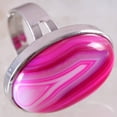 thumbnail image 5 of Anillo de dedo de cristal rosa con piedra natural, cabujón ovalado CAB, ópalo blanco, rodonita, malaquita, ónix, anillo ajustable para mujer y hombre, 5 of 5