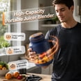thumbnail image 2 of Portable Appliances Juicer, 2026 New 44oz Personal Size Blender for Shakes and Smoothies, Dual Lid Compact Travel Drinking Cup with Leakproof Handle for Office Outdoor (Blue, 800, Milliliters), 2 of 9