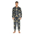 thumbnail image 3 of FORMRS Onesies Pajama for Adults Unisex Hoodie Winter Jumpsuit One Piece Sleepwear, Sizes S-2XL, Gold Art Pattern, 3 of 7