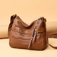 thumbnail image 2 of Women's Soft Leather Shoulder Bag - Multi-Zip Spacious Handbag for Daily/Work/Travel - Stylish & Practical Design, 2 of 6