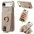thumbnail image 2 of ELEHOLD Case for iPhone Air, RFID Blocking Leather Wallet Case with Ring Kickstand and Card Holders,Khaki, 2 of 11