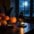thumbnail image 4 of WWG Halloween Wooden Candle Holder, Spooky Silhouette Candlestick Holders for Tea Lights, Solid Wood Tabletop Decor with Hollow Cutout Projection for Fall Decorations, Birthday Gifts for Women, 4 of 7