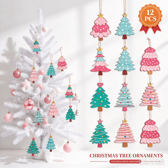 Christmas Tree Ornament, Festive Hanging Decor for Xmas Decoration, Tree Shaped, 36 Pcs