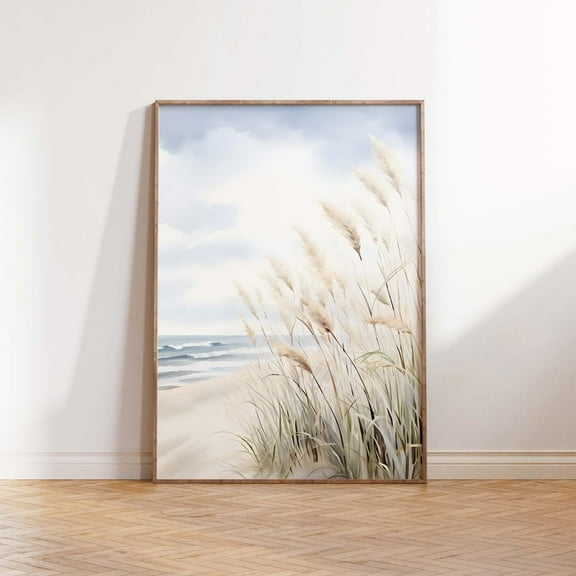 Beach Grass Wall Art Print, Coastal Pampas Grass Decor, Ocean Wall Art, Neutral Beachy Print, Coastal Wall Art, Wall Art Home Decor #248, Unframed Poster Size 8x12