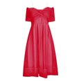 thumbnail image 6 of Jinhomg Women's Flowy Dress Elegant Off The Shoulder Mesh Dresses Plus Size Comfy V-Neck Maxi Dress Evening Cocktail Party Dress formal Prom Gowns Red XXXXL, 6 of 9