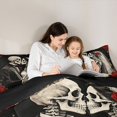thumbnail image 4 of Homewish Antique Skeleton Couple Queen Comforter Set for Adults, Red Rose Wedding Gothic Art Comforter Sets Queen, Black Reversible, 3 Pieces, 1 Comforter and 2 Pillowcases, 4 of 6