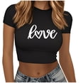 thumbnail image 1 of Plebaso T-Shirts Graphiques Courts pour Femmes Manches Courtes Imprimé Slim Col Rond T-Shirts d'Été Décontractés pour Femmes, 1 of 5