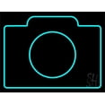 thumbnail image 1 of Camera Turquoise Colored LED Neon Sign 15 x 19 - inches, Clear Edge Cut Acrylic Backing, with Dimmer - Bright and Premium built indoor LED Neon Sign for Computer & Electronics store decor., 1 of 7