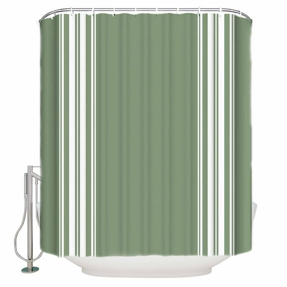 72x78 Inch Shower Curtain Dark Sage Green Bathroom Decor Waterproof Fabric Bathtub Bath Curtains Decorative Farmhouse Sage Green White Striped Extra Long Shower Curtain Set with Hooks