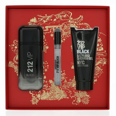 212 Vip Black by Carolina Herrera 3.4 Oz Eau De Parfum Spray Gift Set for Men