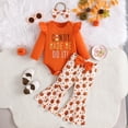 thumbnail image 2 of Okbabeha Baby Girl Halloween Outfit Pumpkin Patch  one-piece  Romper Jumpsuit+Pumpkin Pants Bell Bottom Headband Set Fall Clothes, 2 of 8