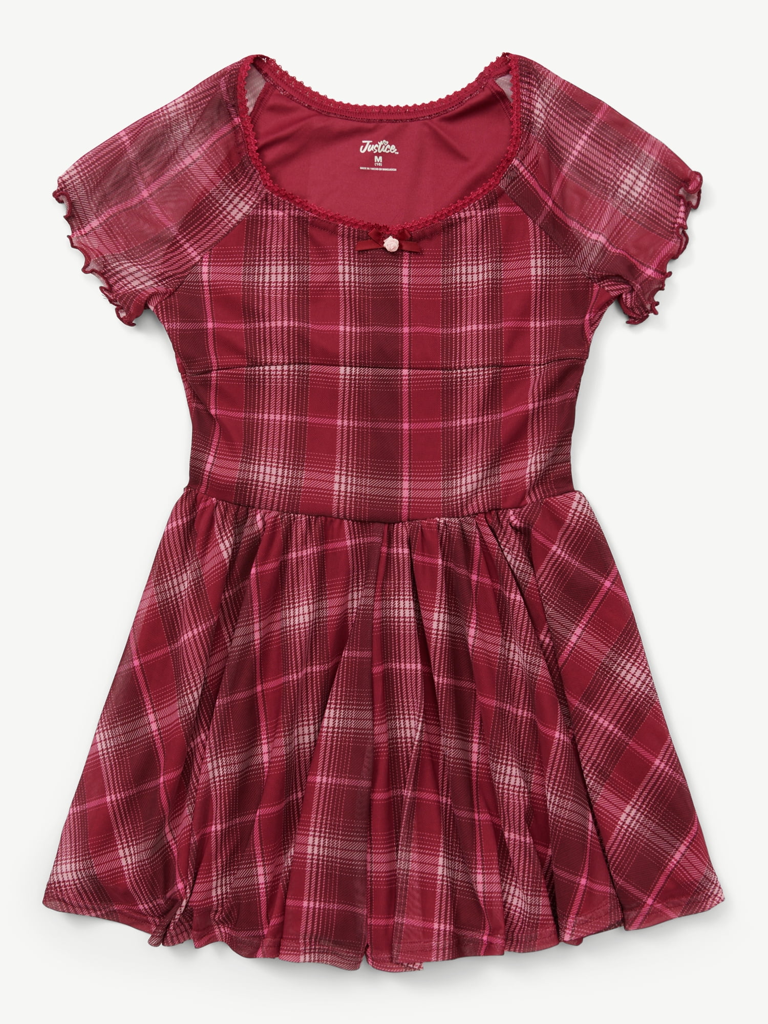 Justice Girls Mesh Plaid Romper, Sizes XS - XLP