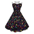 thumbnail image 1 of Pudcoco Robe pour Femme Style de Noël Motif Dentelle Sans Manches Robe Midi, 1 of 5