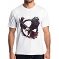 thumbnail image 1 of Camiseta de manga corta con águila patriótica en acuarela para hombre, cuello redondo, 1 of 8