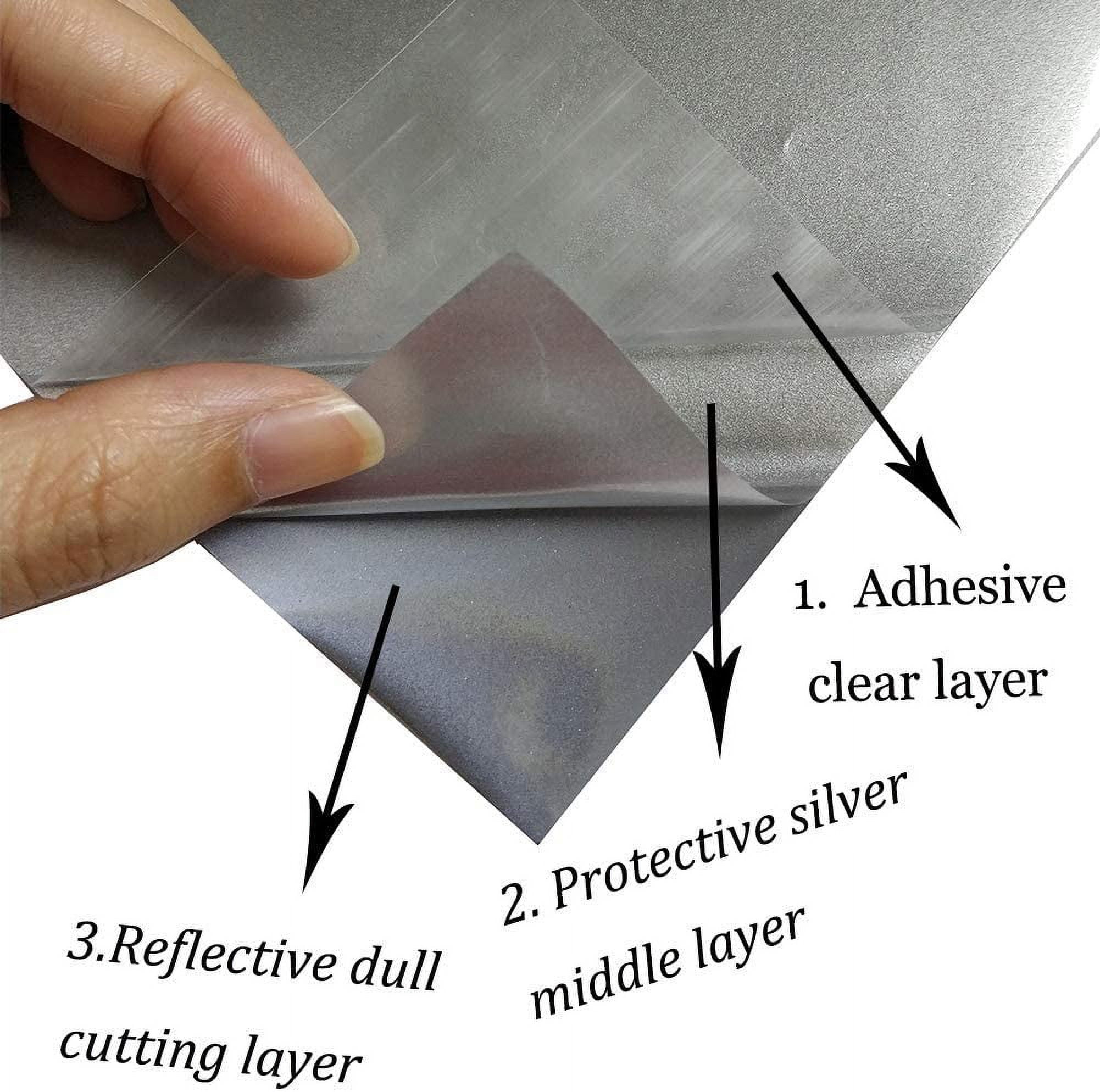 INTBUYING 1Yard 20" Width Silver Reflective Light Heat Transfer Vinyl Heating Press Shiny