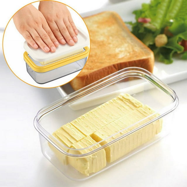 Butter Box Good Sealing Easy Cutting Large Capacity Visible Single Layer/Dual Layer Butter Container with Lid Plastic Butter Dish Home Supply