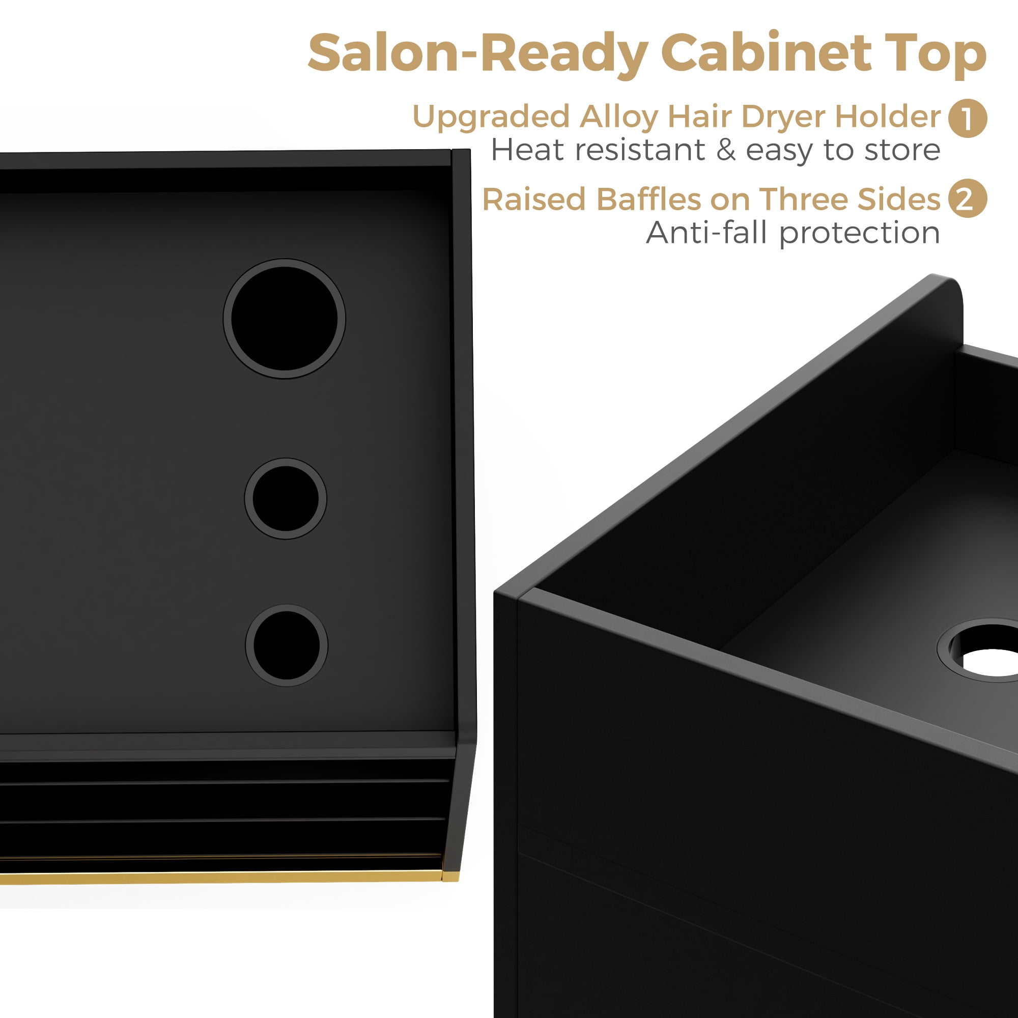 Advwin Freestanding Salon Station Storage Cabinet, Baber Station with Adjustable Shelves & Hair Dryer Holders, Hair Styling Station Beauty Salon Spa Equipment