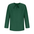 thumbnail image 6 of ohmzyzo Mens Medieval Shirt Casual Linen Shirt Steampunk Renaissance Retro Top Long Sleeve Lace Up Costume Tops V Neck Solid Color T Shirt Green M, 6 of 7