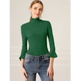 thumbnail image 3 of INSPIRE CHIC Suéter De Cuello Alto De Manga Larga Con Volantes Para Mujer Jersey De Punto Elástico Con Corte Ajustado Verde M, 3 of 6