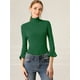 thumbnail image 3 of INSPIRE CHIC Suéter De Cuello Alto De Manga Larga Con Volantes Para Mujer Jersey De Punto Elástico Con Corte Ajustado Verde XL, 3 of 6