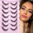 thumbnail image 3 of Half Lashes Natural Look Wispy False Eyelashes Mink 3/4 Corner Lashes Clear Band Fake  7 Pairs Multipack by Eefofnn, 3 of 15