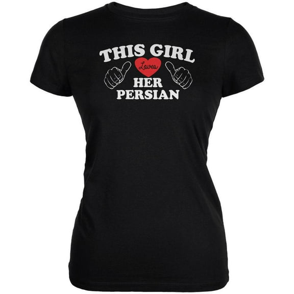 Valentines This Girl Loves Her Persian Black Juniors Soft T-Shirt - 2X-Large