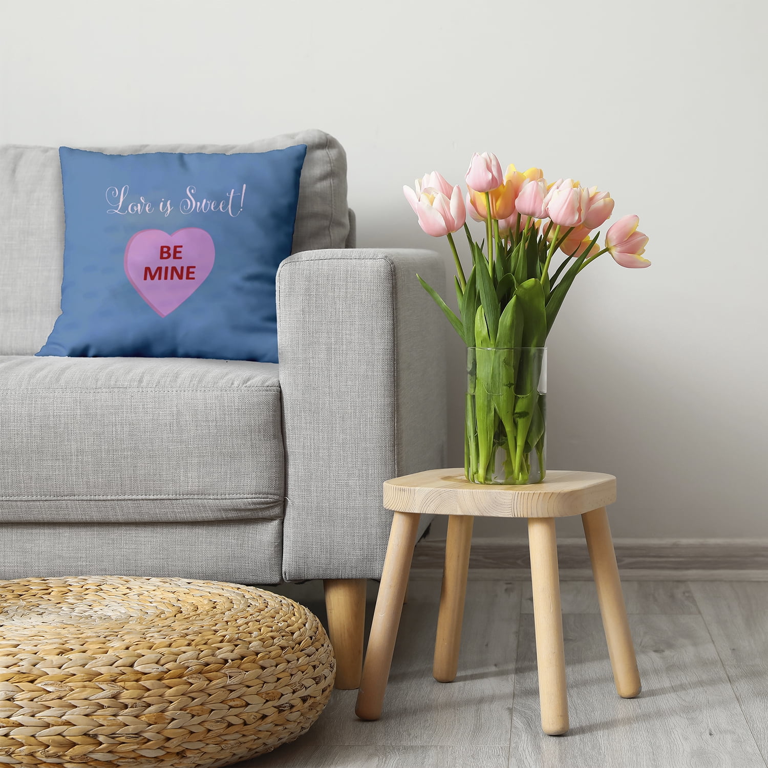 20" x 20" Simply Daisy Love Is Sweet Polyester Accent Pillow, Chambray Qty 1