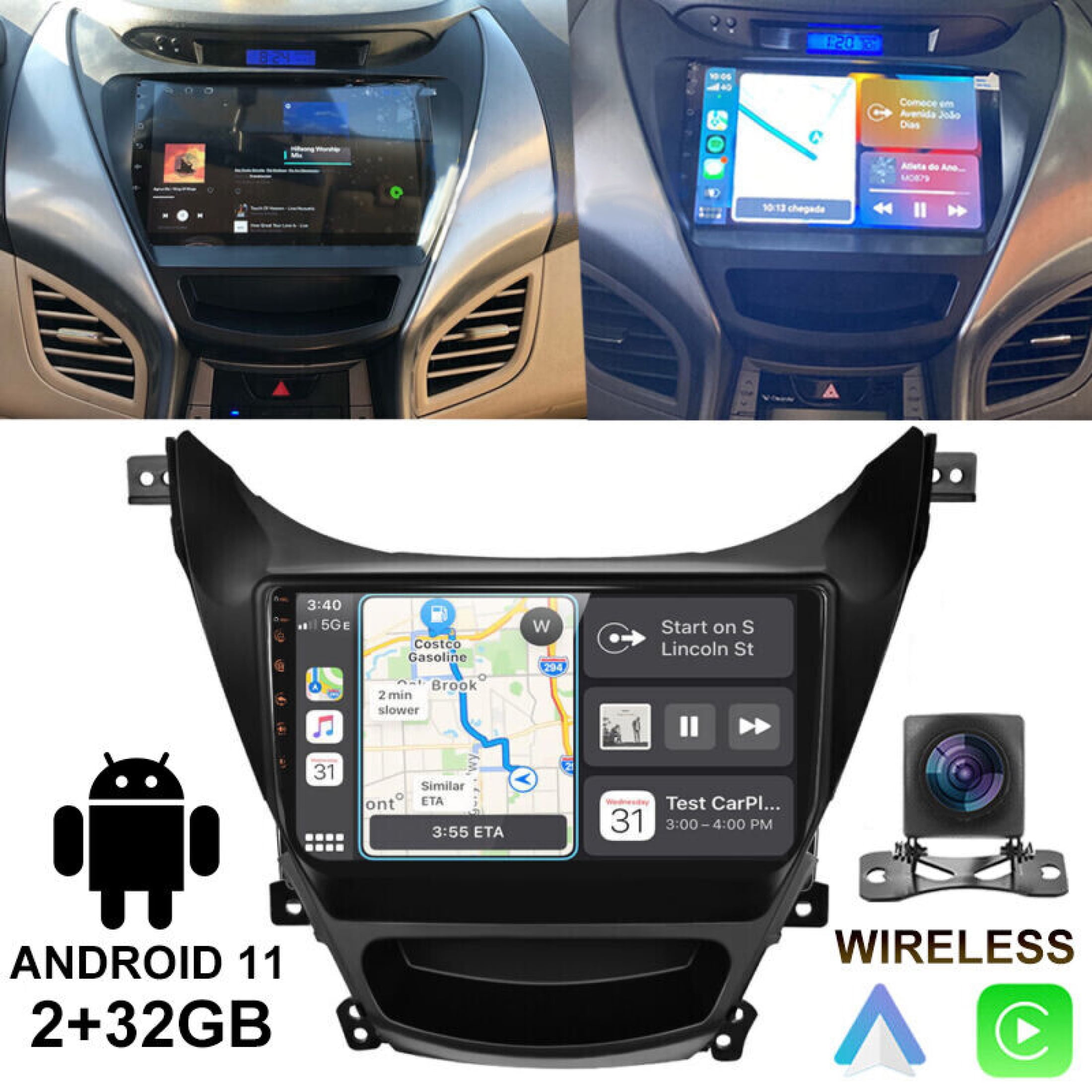 For Hyundai Elantra 20112013 Android 11 Car Radio Stereo Apple Carplay GPS Navi WIFI