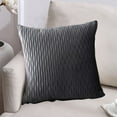 thumbnail image 3 of Hwkond Throw Pillows Pillow Case Striped Velvet Upholstered Sofa Living Room Bedroom,Gray, 3 of 5