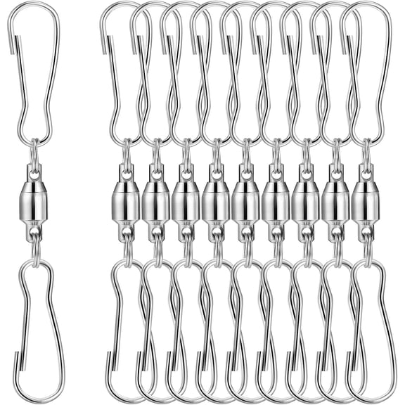 Swivel Hook Clips Smooth Spinning Dual Clip for Wind Spinners Windsocks 10 Pack