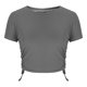 thumbnail image 5 of Tops de Trabajo de las Mujeres, Nueva Camiseta Casual de Cuello Redondo de Manga Corta con Cordón de Color Sólido para Diario Y Viajes, 5 of 8