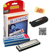 Hohner Blues Band Harmonica - Key of C Bundle with Case, Pouch, Online Manual, and Austin Bazaar Polishing Cloth