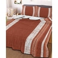 thumbnail image 3 of Quilts Twin XL Size, Vintage Rust Red Striped Soft Comforter Bedding Set for Bed, Farmhouse Modern Stripes Boho Lightweight Quilted Bedspread with Pillow Cover(2 Pieces) for All Season, 68x98 Inch, 3 of 9