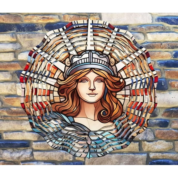 10 Inch Lady Statue of Liberty Patriotic Wind Spinner Yard Decor Aluminum Sublimated Garden Art Indoor Outdoor 3D Kinetic …