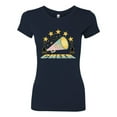 thumbnail image 2 of Wild Bobby All Star Cheerleading Megaphone Girl Sports Women Slim Fit Junior Tee, Navy, Large, 2 of 5