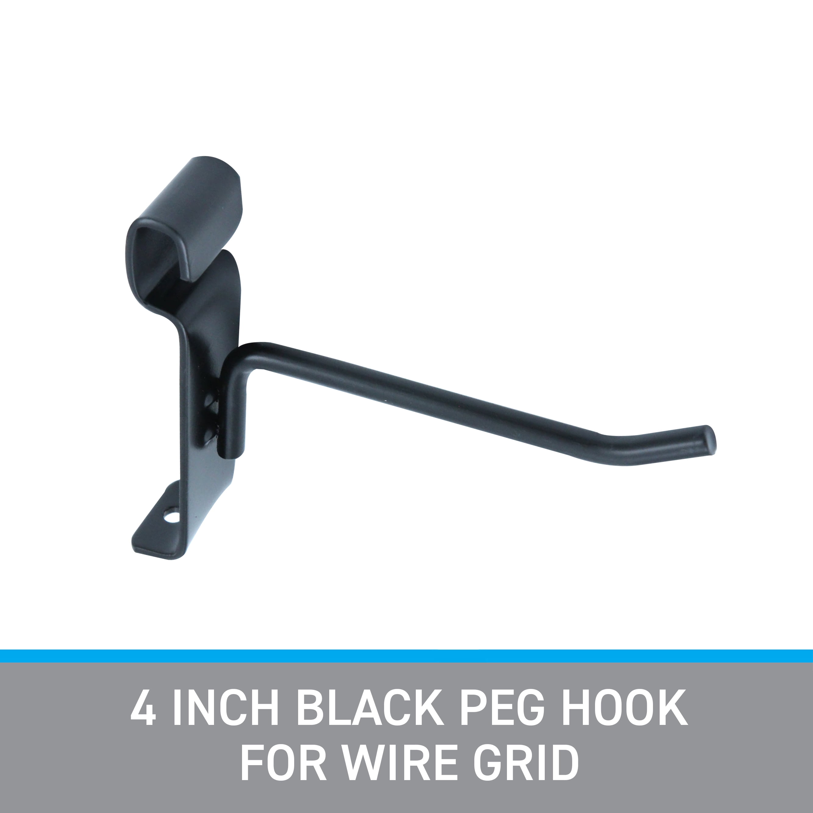 SSWBasics 4 Inch Black Gridwall Hooks - Pack of 50 Gridwall Accessories - Durable Wire Grid Peg Hooks for Retail Display