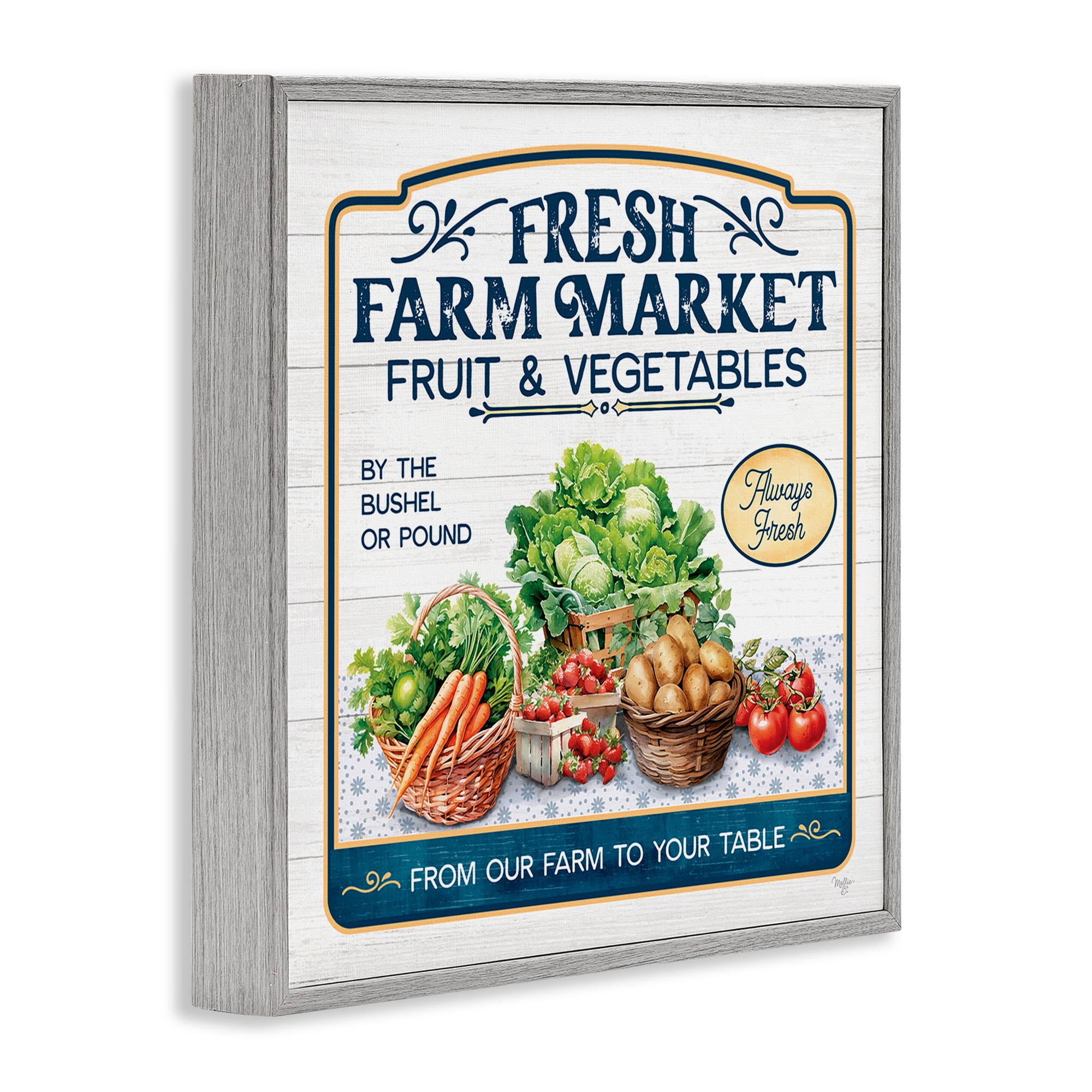 Stupell Industries Fresh Farm Market Food & Beverage Painting Gray Framed Art Print Wall Art, 12 x 12