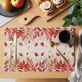 thumbnail image 2 of Red Leaf Placemats Set of 6 Fall Plant Country Vintage Watercolor Beige Place Mats Indoor Wipeable Table Mats Washable Cloth Dining Table Placemats for Kitchen Holiday Party Home Decor 13x19 Inch, 2 of 9