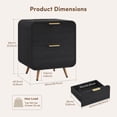 thumbnail image 4 of LGHM Set of 2 Nightstands with Charging Station, 2-Drawer Bedside Tables with USB & Type-C Ports, Mid-Century Modern End Tables for Bedroom, Black, 4 of 13