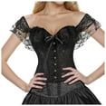 thumbnail image 1 of Haut Corset Bustier Brocart Manches Courtes Vintage pour Femmes, 1 of 4