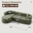 thumbnail image 2 of Timbernest 109" Oversized Chenille Couch for Apartment, Sectional Sofa with Thick Armrests, Deep Seat, Green (Left Facing Chaise), 2 of 9