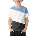 thumbnail image 2 of SGFCWSX Boys Short Sleeve T-Shirt, Kids Regular Fit Color Block Summer Tees Crew Neck Casual Tops Blue Size 7-8Years, 2 of 4