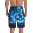 thumbnail image 2 of Mens Pajama Pants - Halloween Blue Flame Pumpkin Ghost Sleep Shorts Mens Pajama Shorts, Comfy Pj Pants for Mens Lounge Shorts, 2 of 5