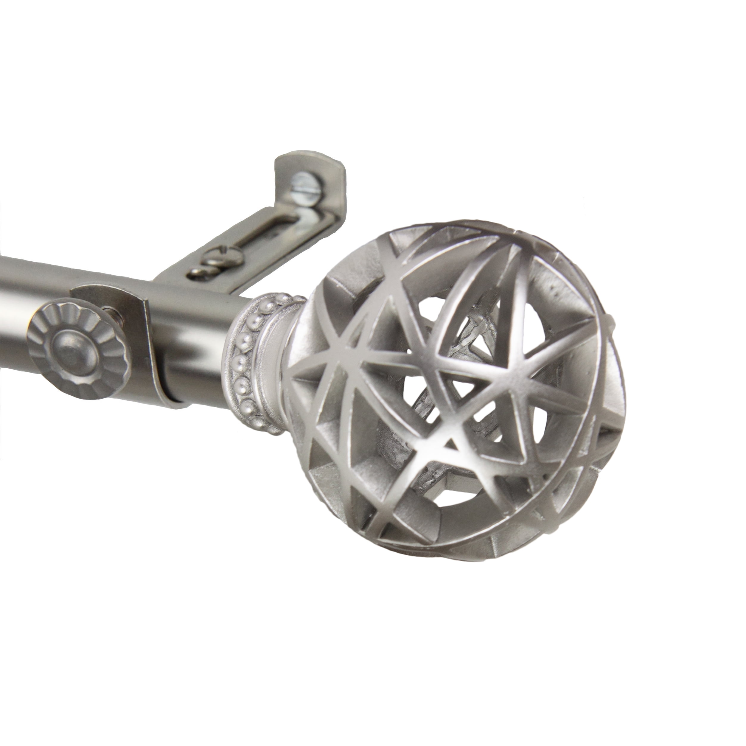 Central Design 4888-485 0.8125 in. Arabella Curtain Rod with 48 to 84 in. Extension, Satin Nickel