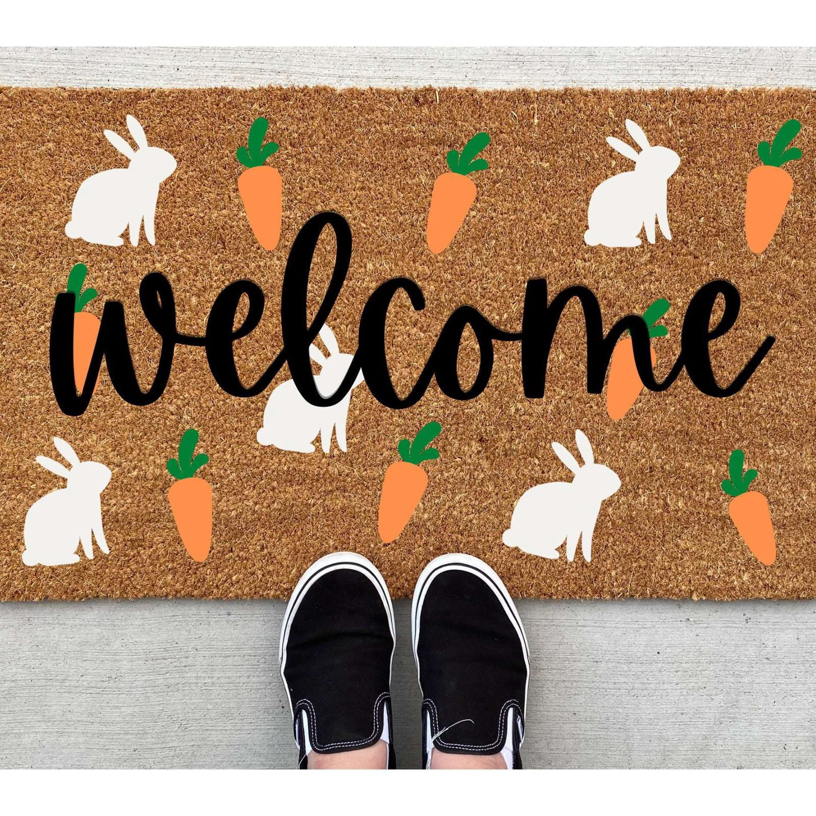 YWIYIUD 2PCS Easter Welcome Doormat for Outdoor Entrance Mats Holiday Mats Welcome Door Mats Polyester Door Mats Doormat Home Decoration 16x24inch