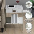 thumbnail image 4 of Convenience Concepts SoHo 1 Drawer End Table with Shelf, White Faux Marble, 4 of 7