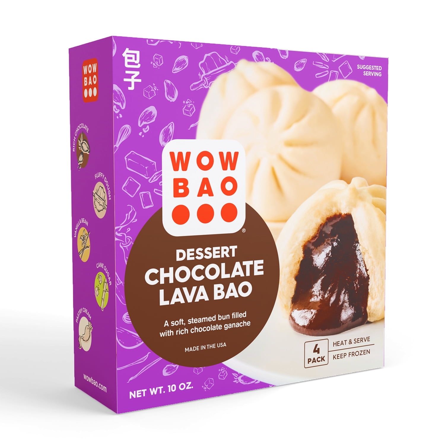 Wow Bao Chocolate Lava Cake Dessert Bao, 4 Count, Frozen
