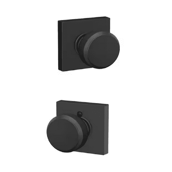 Schlage F10 G BWE 622 COL Bowery Matte Black Passage Hall/Closet Door Knob with Collins Trim, Matte Black