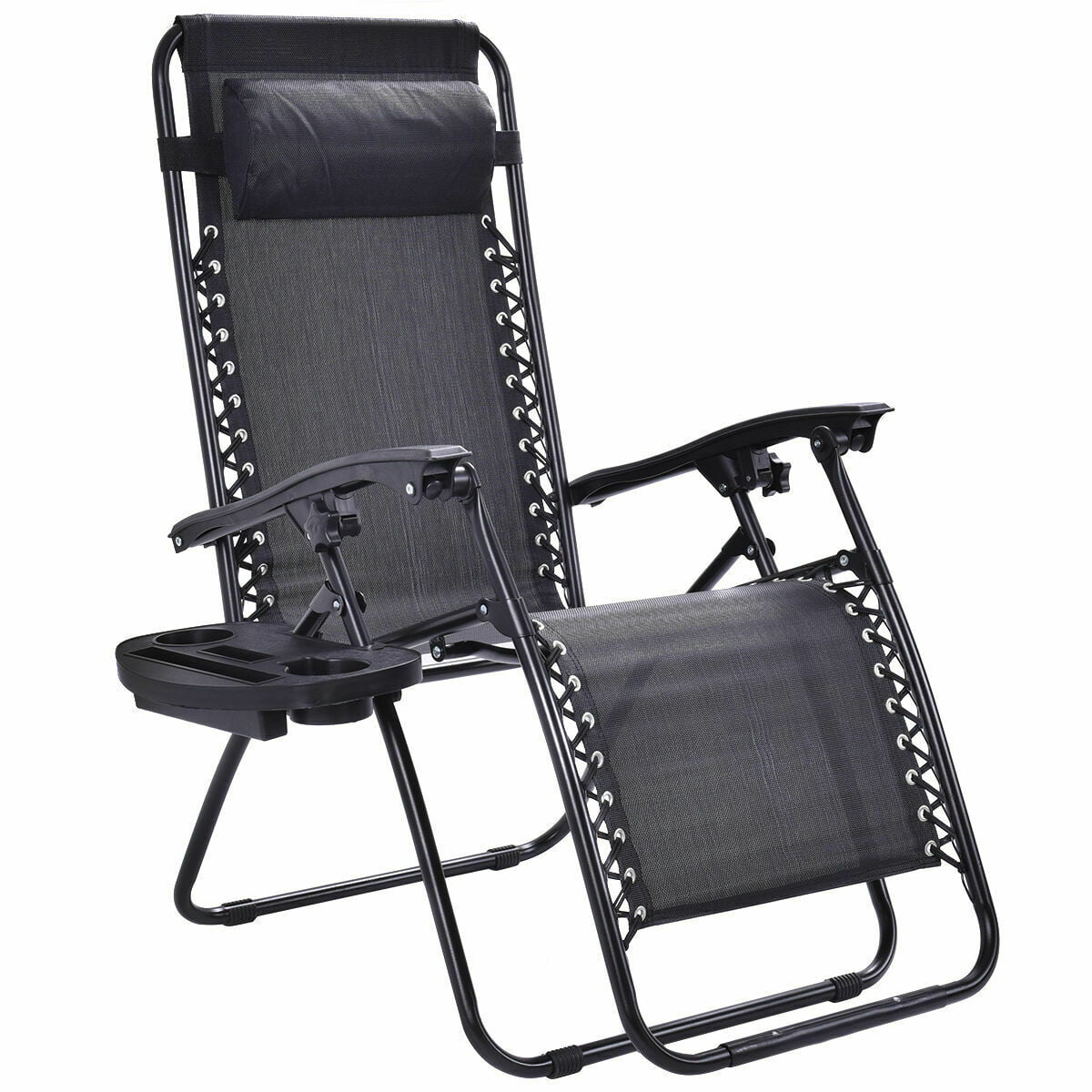 Details about   2 Folding Zero Gravity Reclining Lounge Chairs+Utility Tray Outdoor Beach Patio 